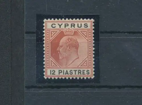 1904-10 Cipro, Stanley Gibbons Nr. 69 - 12 Piaster Kastanie und schwarz - MH*