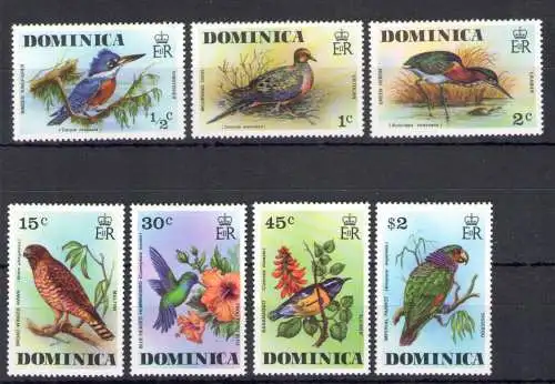 1976 Dominica, Uccelli - Yvert Nr. 478-84 - 7 Werte - postfrisch**