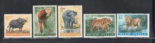 1963 INDIEN - Tierlebenserhaltung, Stanley Gibbons Nr. 472-76, 5-Werte-Serie, postfrisch **