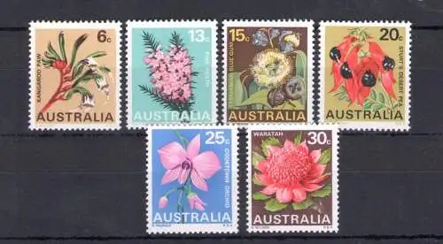 1968 Australien - Yvert Katalog Nr. 367-72 - Blumen - 6 mnh Werte**