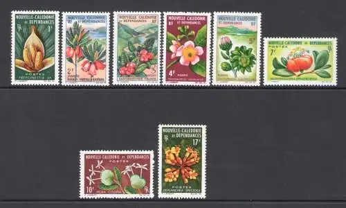 1964-65 Neukaledonien - Yvert-Katalog Nr. 314-21 - Blumen - 8 postfrisch-Werte**