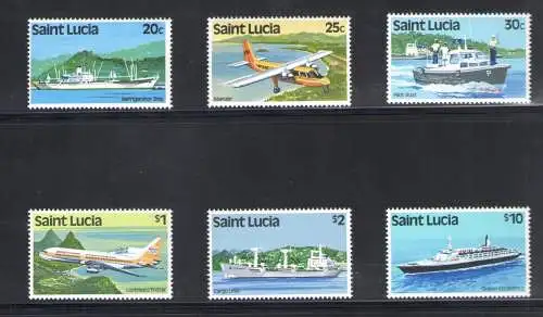 1984 ST. Lucia - Transportmittel - Serie von 6 Werten - Yvert Tellier Nr. 634-39 Wasserzeichen A - postfrisch**