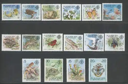 1981 Seychellen - Zil Eloigne Sesel - Yvert Nr. 32-47 - Fauna und Flora - Briefmarken von 1980 mit Tausendstel 1981 - postfrisch **