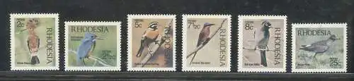 1971 Rhodesien - Yvert et Tellier Nr. 202-07 - Rhodesische Vögel - 6 Werte - postfrisch**