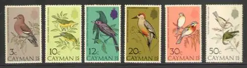 1974 CAYMAN ISLANDS, Yvert et Tellier Nr. 324-29 - Uccelli - 6-Werte-Serie - postfrisch**