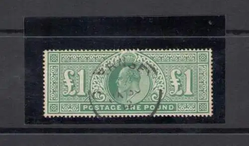 1902 GROSSBRITANNIEN - Stanley Gibbons Nr. 266 - 1 Pfund dull blau-grün - gebraucht - Sorani-Zertifikat