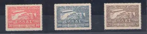1933 Griechenland - Griechenland, Luftpost - Graf Zeppelin Rom - Rio de Janeiro - Yvert Nr. 5/7 - MNH** Zertifiziert Blondinen