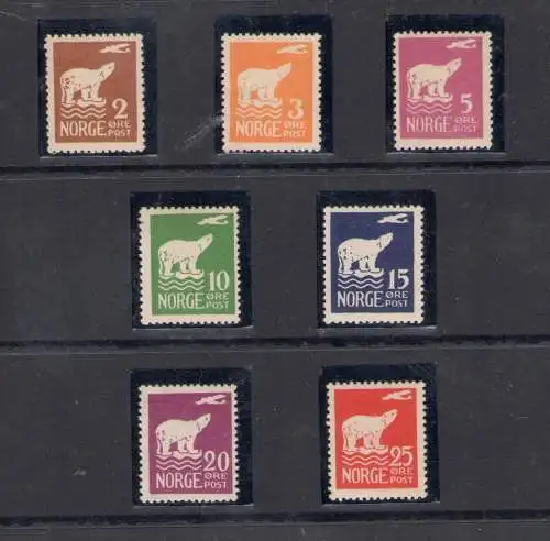 1925 NORWEGEN, Einheitlicher Katalog Nr. 101-107 Wappen, postfrisch**