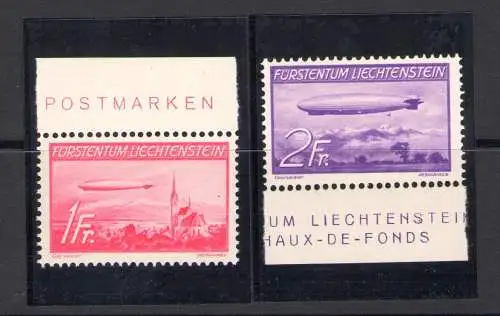 1936 LIECHTENSTEIN, Luftpost Nr. 15-16 - Erstflug des Luftschiffs Hindenburg nach Amerika - MNH**