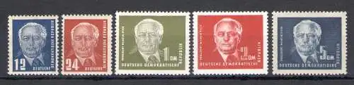 1950 DDR, Präsident W. Pieck, 5 Werte, Yvert Nr. 6-9A, postfrisch**