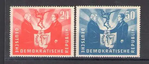 1951 DDR, Besuch des polnischen Bundespräsidenten Bierut, 2 Werte, Yvert Nr. 36-37, MNH**