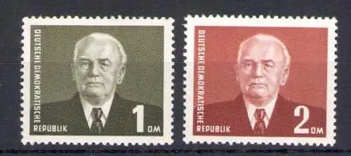 1952-53 DDR, Präsident Pieck - Wasserzeichen P, 2 Werte, Yvert Nr. 72-72A, postfrisch**