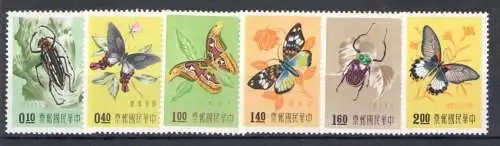 1958 Formosa - China Taiwan - Schmetterlinge und Insekten - Michel-Katalog Nr. 282-87 - 6 Werte - postfrisch**