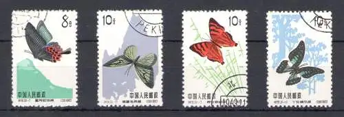 1963 China, Schmetterlinge, Stücke der Michel-Serie Nr. 726-35 - gebraucht