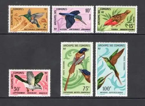 1967 Komoren - Yvert-Katalog Nr. 41-44 + Luftpost 20-21 - Vögel - 6 Werte - postfrisch **