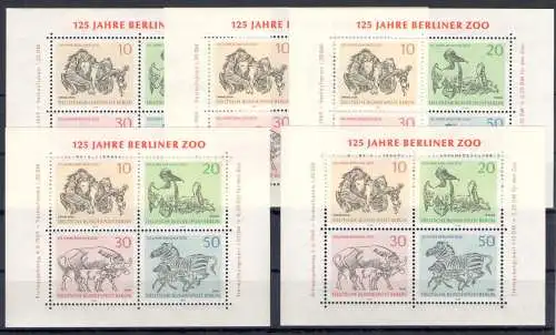 1969 Deutschland - Berlin - 125 Jahre Zoo Berlin - Yvert Nr. 310/13 - postfrisch** - 5 Blätter
