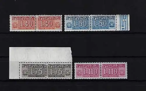 1953-55 Italien Republik, Pakete im Radauszug, 4 Werte Nr. 1/4, filigranes Rad, postfrisch**