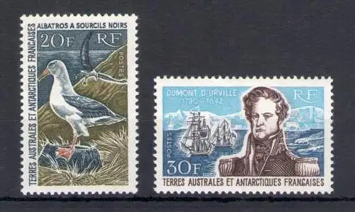 1968 TAAF - FRANZÖSISCHE ANTARKTIS - Albatrosse und Admiral Dumont D'Urville - Yvert-Katalog Nr. 24-25 - postfrisch **