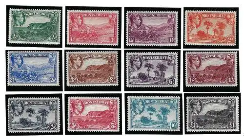 1938-48 Montserrat, Stanley Gibbons Nr. 101-12 - 12er Wertereihe - MH*