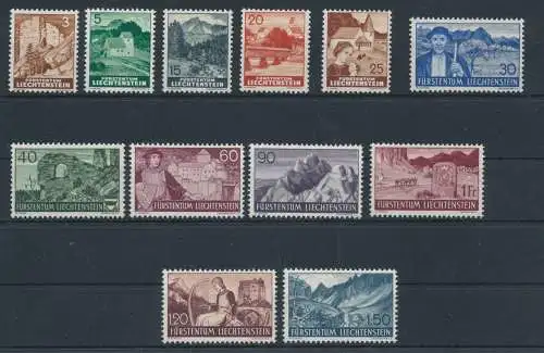 1937-38 Liechtenstein, Nr. 141/152, Verschiedene Ansichten 3 Serien, 12 Werte, postfrisch**
