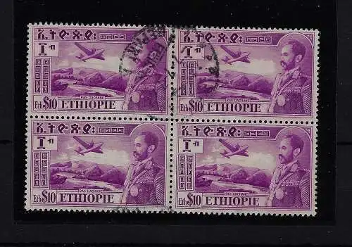 1947 ÄTHIOPIEN - Yvert Luftpost Nr. 30 - 10 $ 4er Block - GEBRAUCHT