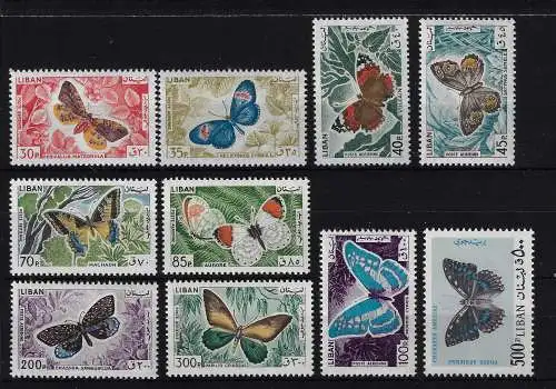 1965 Libanon - Yvert Luftpost Nr. 332-41 - Schmetterlinge - 10 Werte - postfrisch**