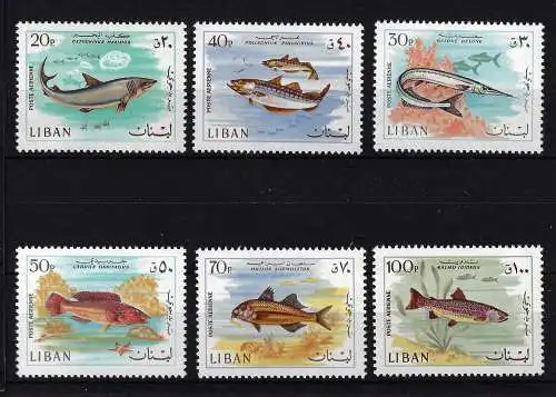 1968 Libanon - Yvert Luftpost Nr. 436-41 - Fische - 6 Werte - postfrisch**