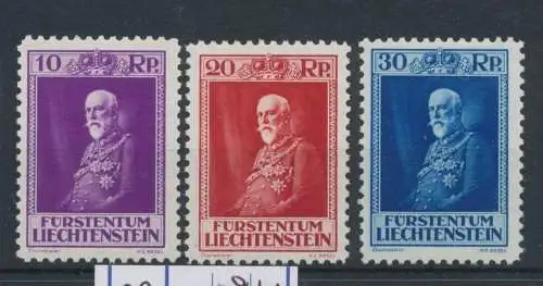 1933 Liechtenstein - Nr. 114/116, 80. Geburtstag von Prinz Franziskus, 3 postfrisch Werte**