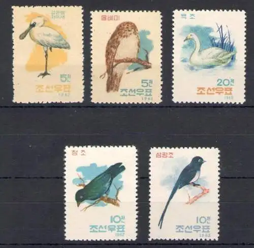 1962 Korea - Uccelli - Yvert 388-92 - 5 Werte - postfrisch**