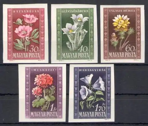 1950 Ungarn - Blumen - Ungezahnt - MiNr. 1112/16 - 5 Werte - postfrisch**