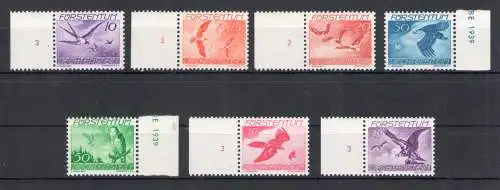 1939 Liechtenstein, Luftpost Nr. 17/23 - 7 Werte - Vögel - postfrisch**