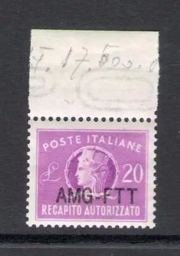 1954 TRIEST A - Autorisierte Zustellung - Neue Druckvorstufe Nr. 5A - Hohe Kante