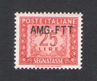 1954 TRIEST A - Markenzeichen - Neuer Druckaufsatz Nr. 25A - 25 Lire braunrot