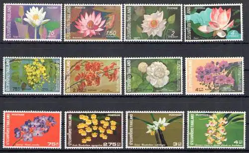 1973-74 Thailand, Yvert Nr. 640/43+702/05+706/09 - Blumen - postfrisch**