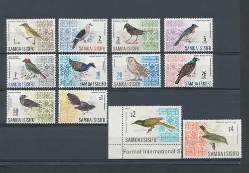1967 Samoa I Sisyphos - Uccelli, SG 280/89b - 12 Werte - MNH**