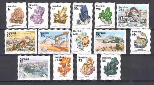 1991 Namibia - Yvert Nr. 640/54 - Mineralien und Bergbau - postfrisch**