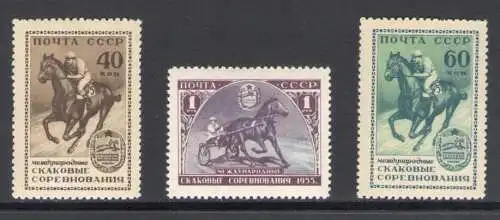 1956 RUSSLAND - Yvert 1775/77 - Galoppo- und Trotto-Rennen - postfrisch**