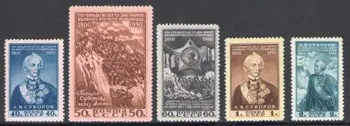 1950 Russland, Tod Suworow - Nr. 1450/54 - postfrisch**