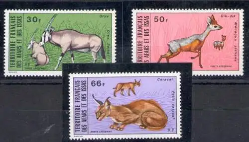 1973 Französisches Territorium Afars et Issas, Yvert Aerea 80/82 - Animali - postfrisch**