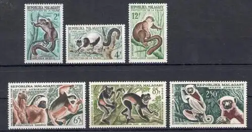 1961 Madagaskar - Yvert Nr. 357/59+PA 84/86 - Lemuren - postfrisch**