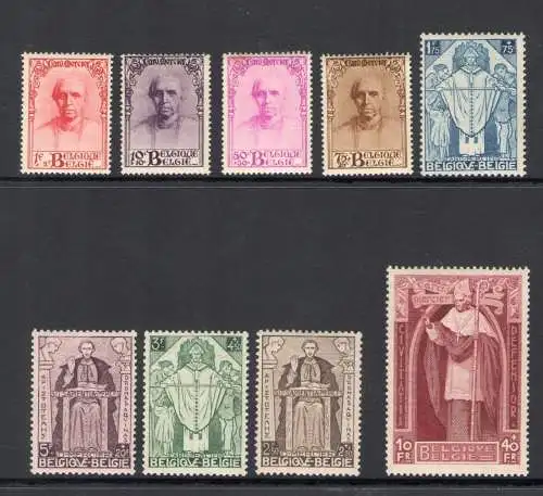 1932 Belgien - Nr. 342/350 - Kardinal Mercier 9 Werte - postfrisch** - Sorani