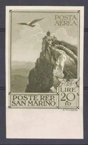 1944 San Marino, Nr. A48a - 20 Lire ungezahnt - postfrisch **