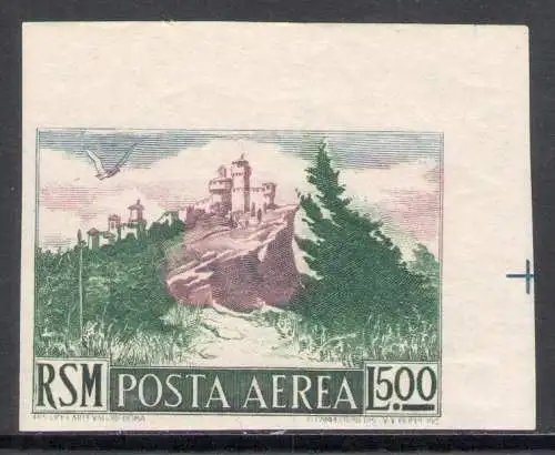 1950 San Marino, Luftpost Nr. 91b - 500 Lire ungezahnt - postfrisch**