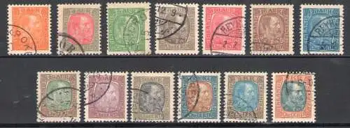 1902-04 ISLAND, 13 Werte Nr. 34B/46 Raybaudi zertifiziert - gebraucht