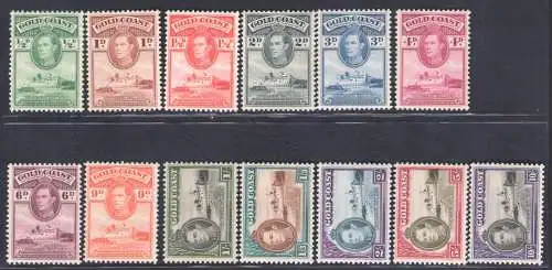 1938-43 Gold Coast, Stanley Gibbons Nr. 120a-32, Georg VI, MNH**