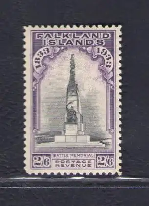 1933 Falkland Stanley Gibbons Nr. 135 - 2s.6d. schwarz und violett - MLH*