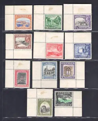 1933 Zypern, Stanley Gibbons Nr. 133-43 - postfrisch** - Alle Blattwinkel