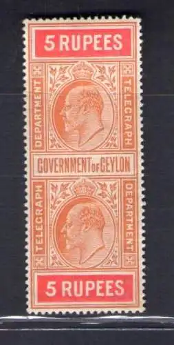 1903-04 Ceylon, Stanley Gibbons Telegraphici Nr. T176 - 5 orange und karmin, MH*
