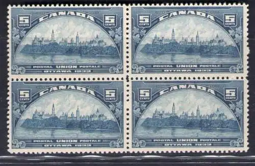 1933 Kanada - SG 329 - 5 Cent. blue MNH** - Viererblock