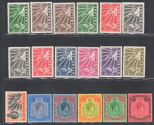 1938-44 Nyasaland Protektorat - Stanley Gibbons Nr. 130/43 - postfrisch**